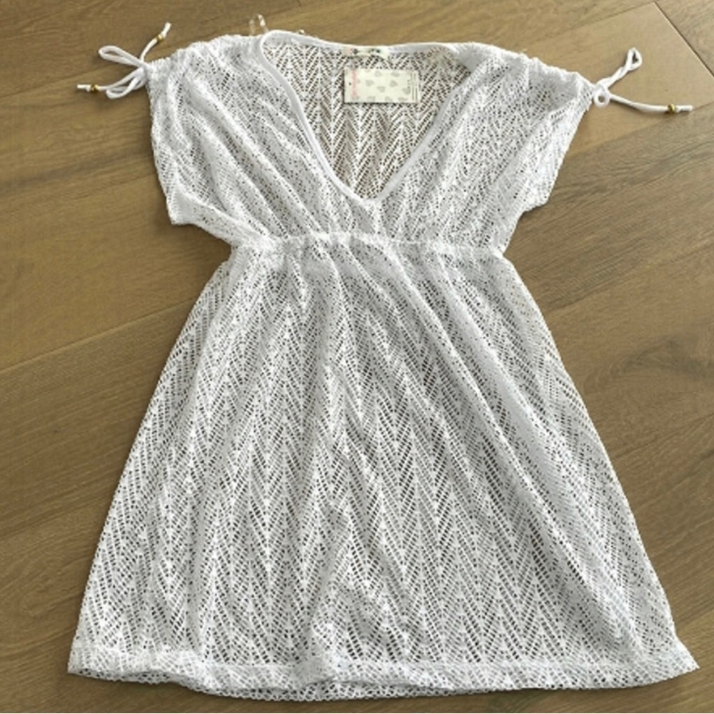 Miken White Crochet Swim Coverup - S